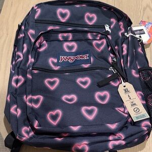 Jansport Black and Pink Heart Backpack